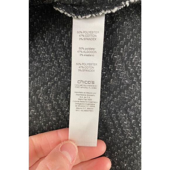 Chico's Women's 0 Black White Chevron Striped 3/4 Sleeve Duster Jacket - Picture 7 of 9